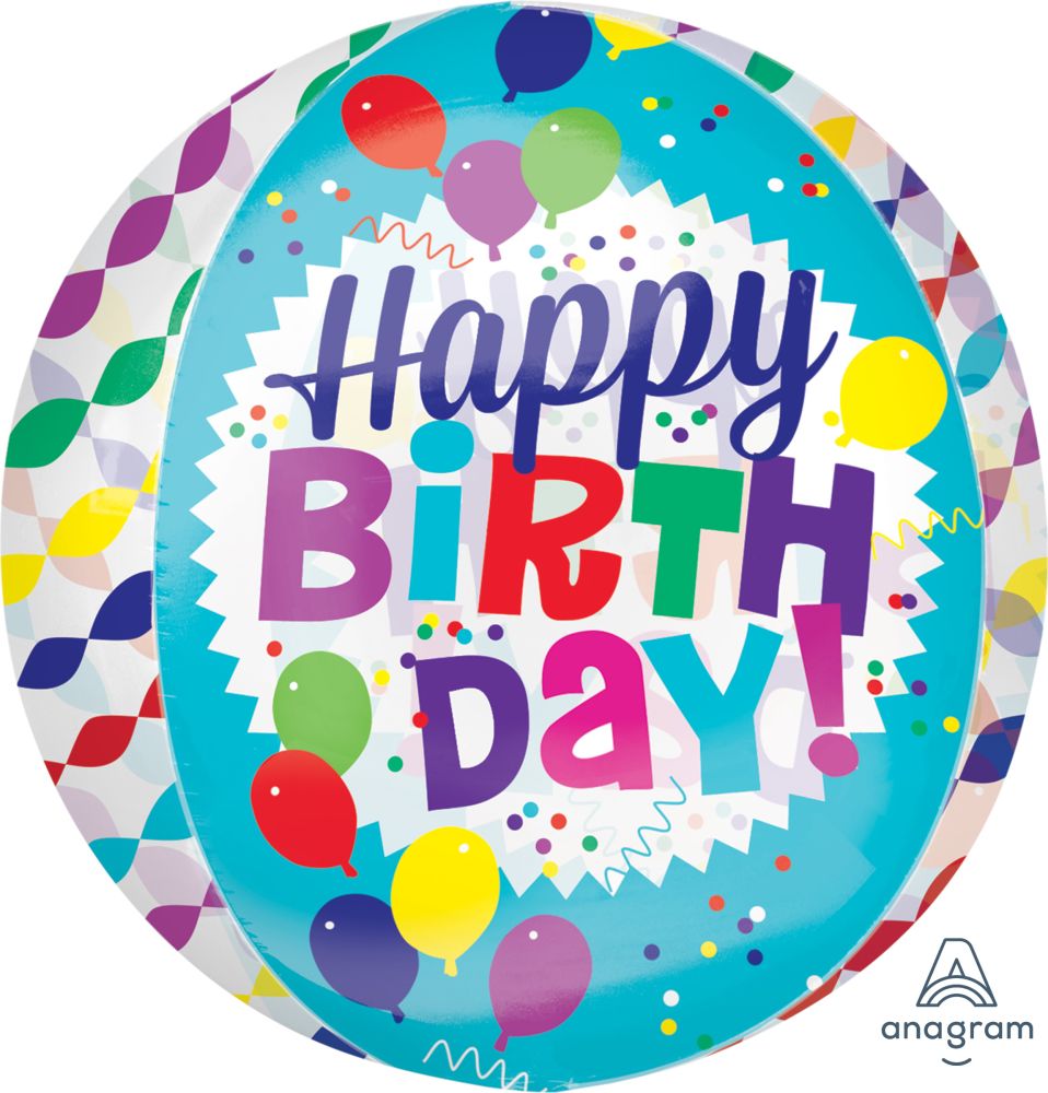 Orbz Happy Birthday Streamer Burst Balloon