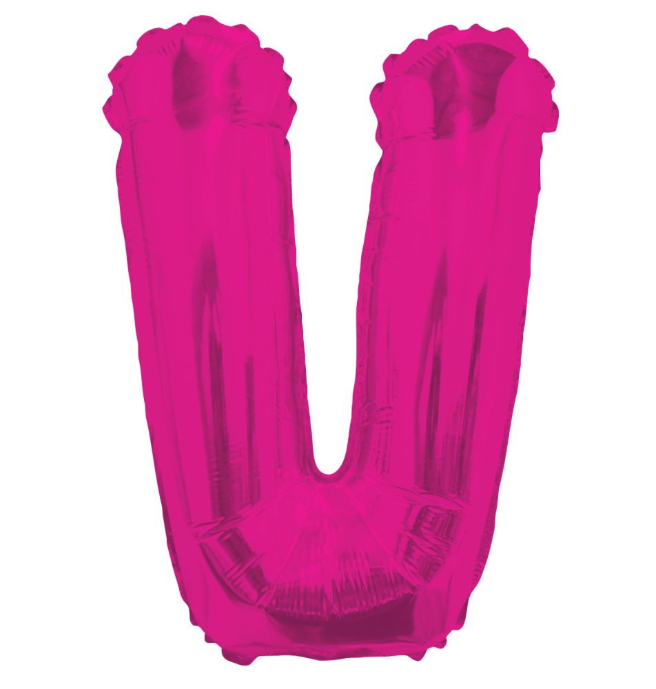 14" Pink Letter V Balloon