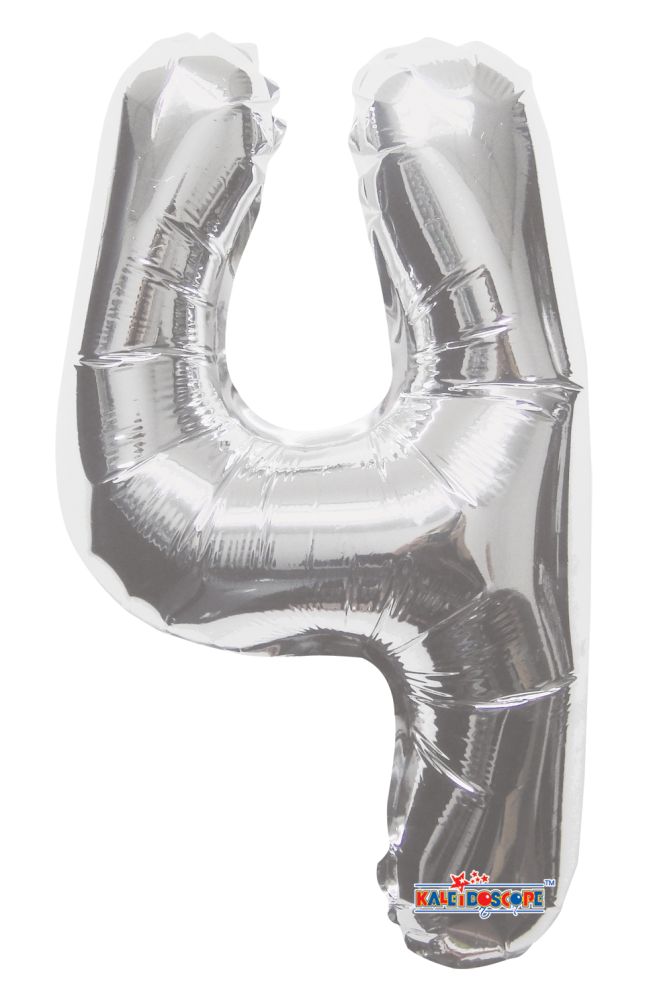 14" Silver Number 4 Balloon