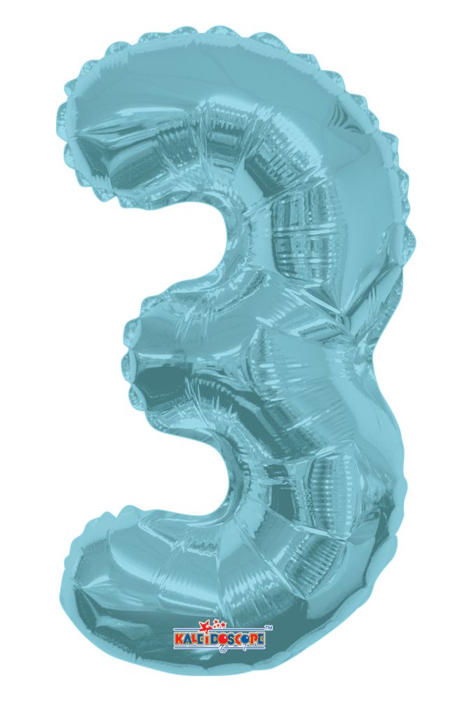 14" Light Blue Number 3 Balloon