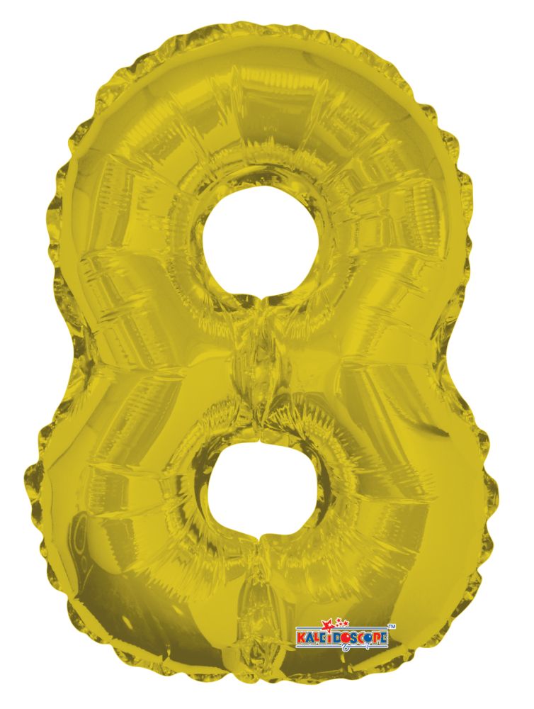 14" Gold Number 8 Balloon