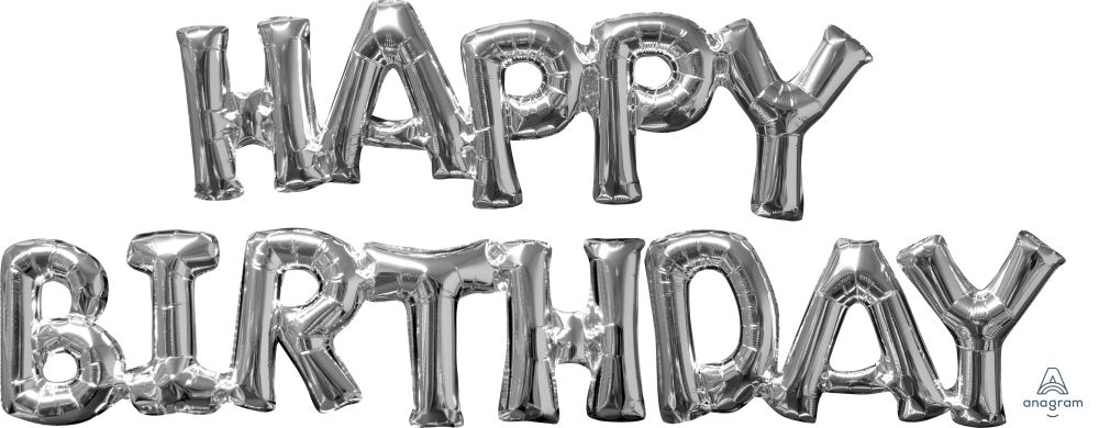 Phrase HAPPY BIRTHDAY Silver Balloon