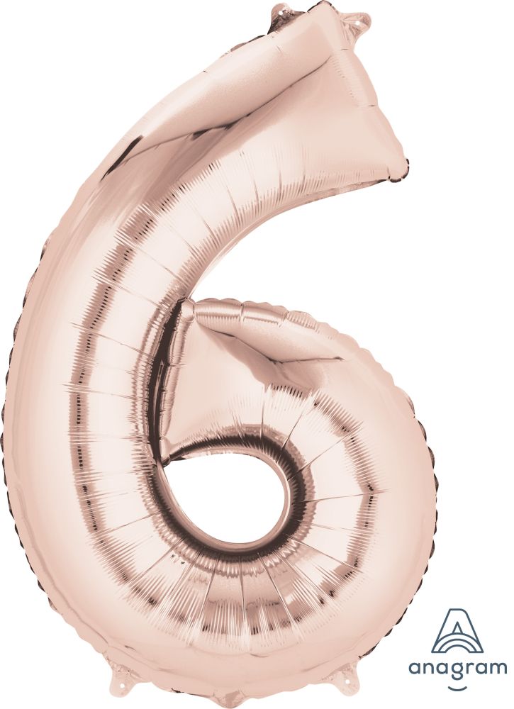 34" Rose Gold Number 6 Balloon