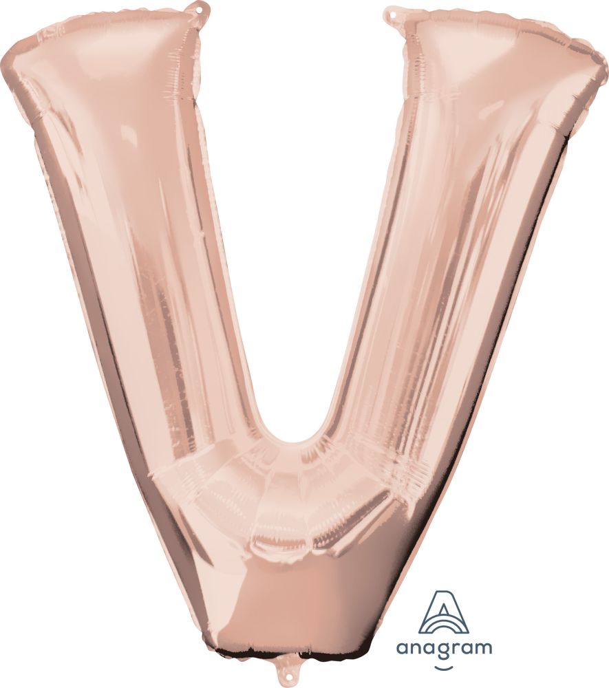 34" Rose Gold Letter V Balloon