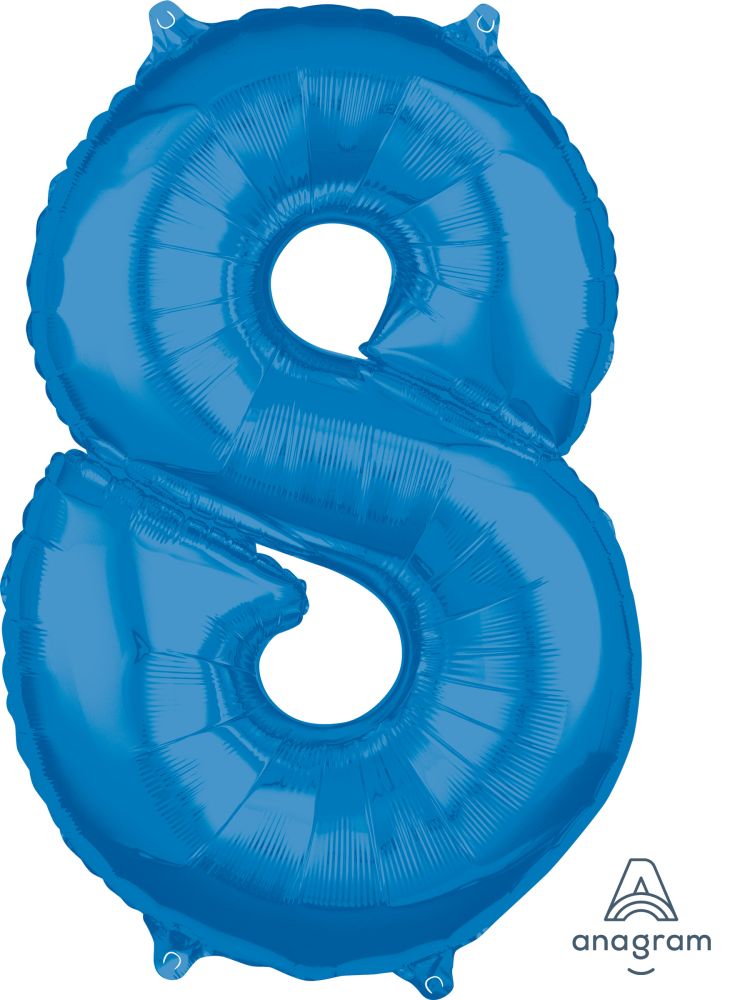 26" Blue Number 8 Balloon