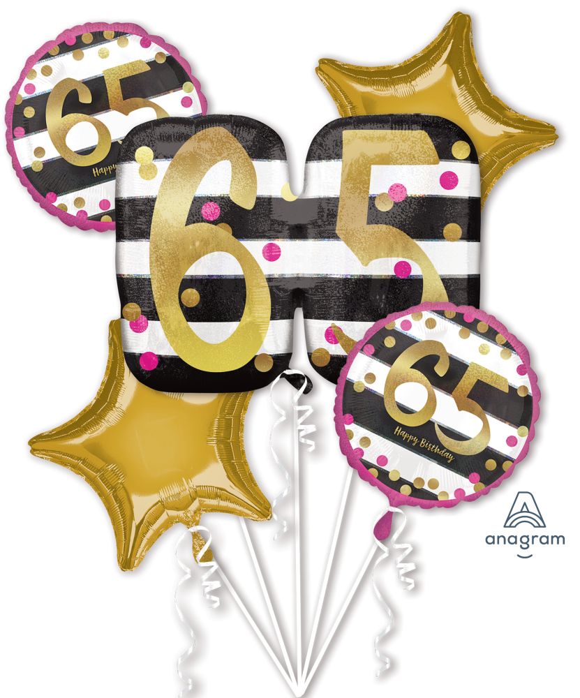 Balloon Bouquet Pink & Gold Milestone 65