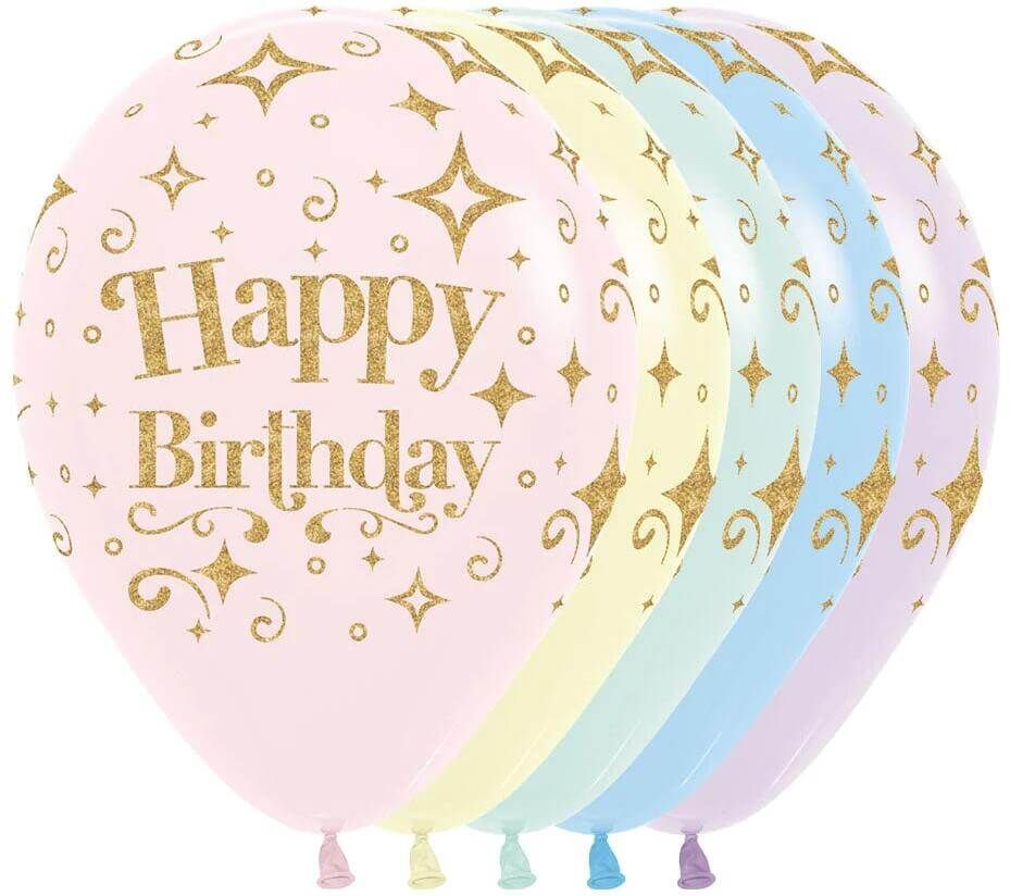 11" Happy Birthday Diamonds Pastel Matte Assortment (50pcs) Balloons