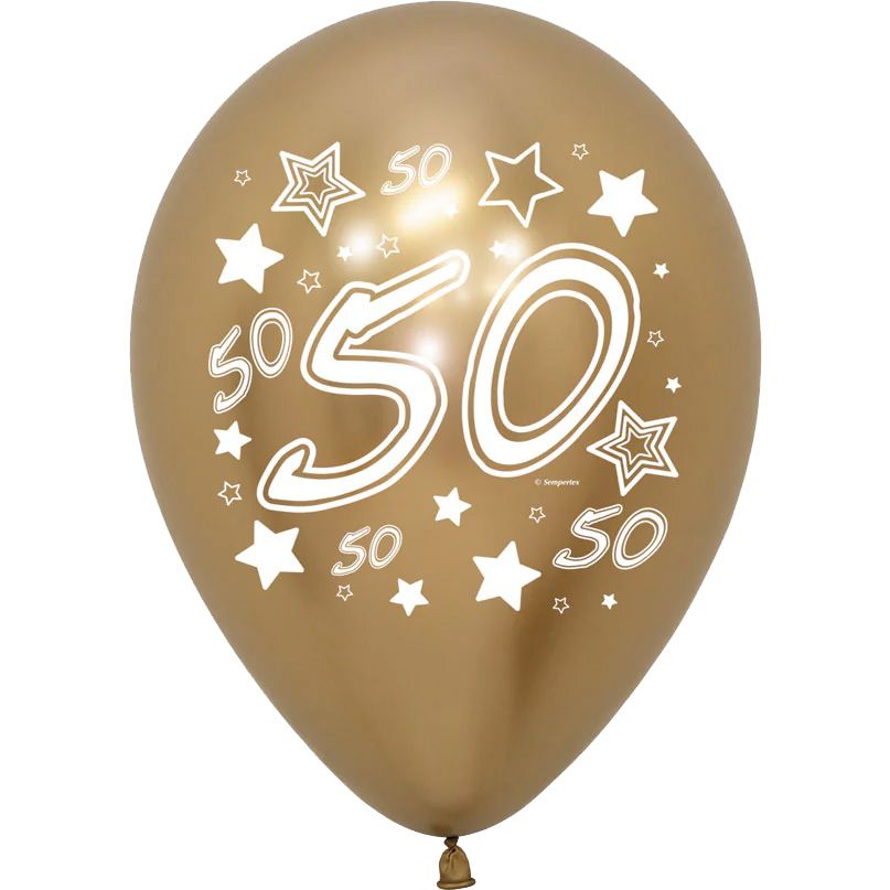 11" Number 50 Reflex Gold (50pcs) Balloons
