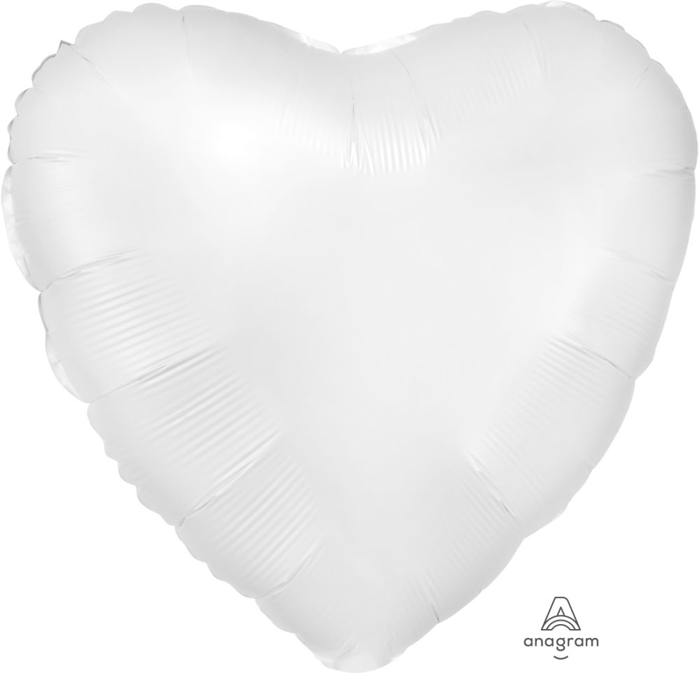 18" Satin Luxe White Heart Balloon
