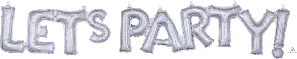 Phrase Let's Party Holographic Balloon