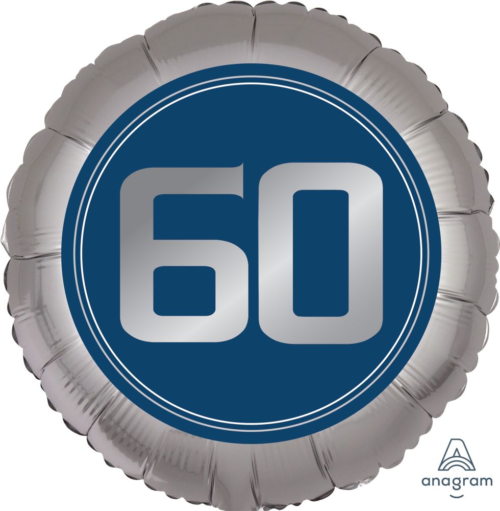18" Satin Happy Birthday Man 60 Balloon