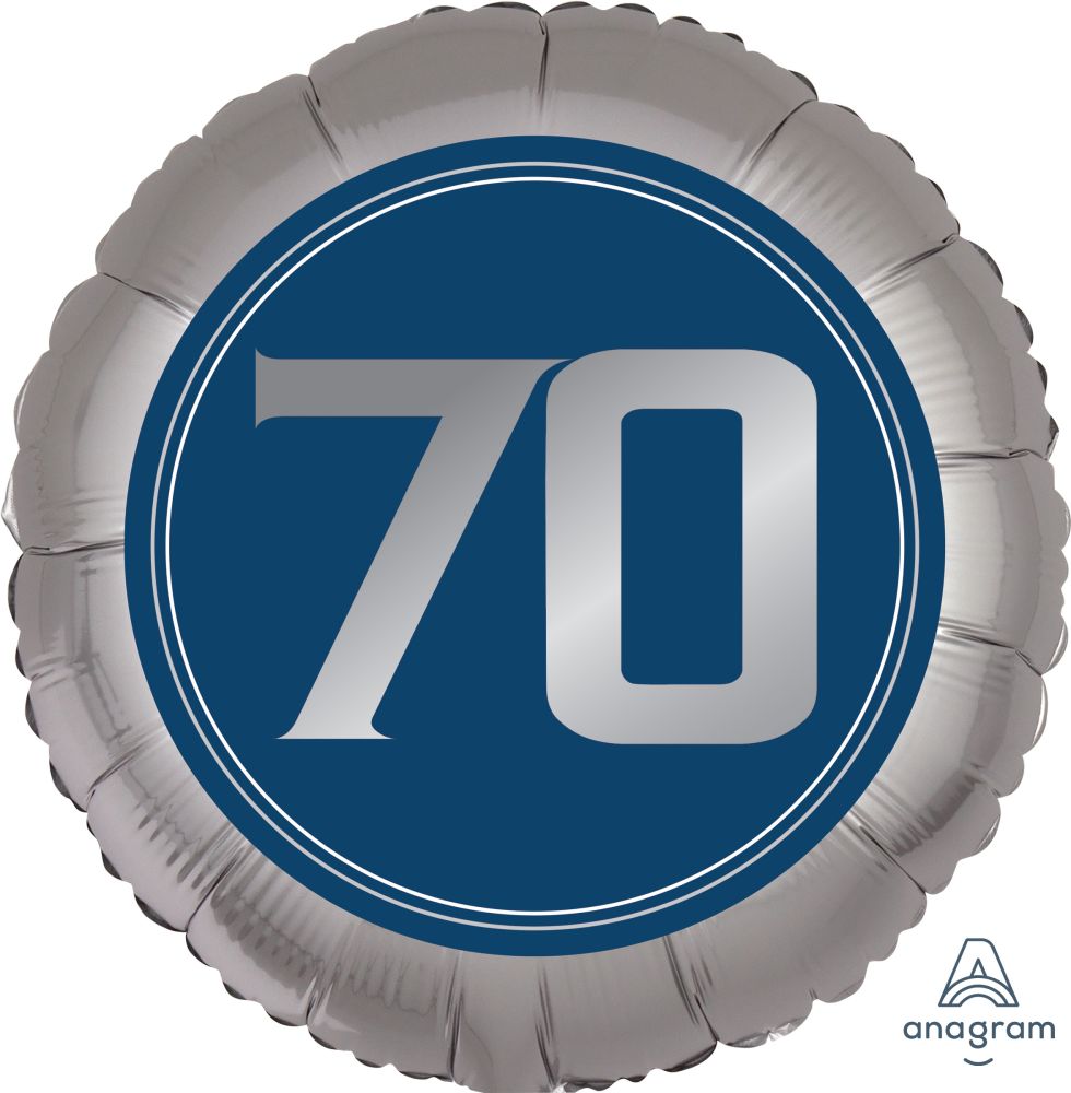 18" Satin Happy Birthday Man 70 Balloon