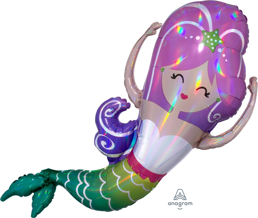 SuperShape Holographic Iridescent Mermaid Balloon