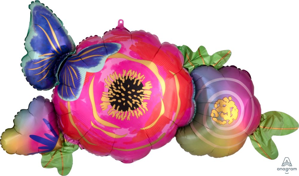 SuperShape Satin Flowers and Butterfly Balloon