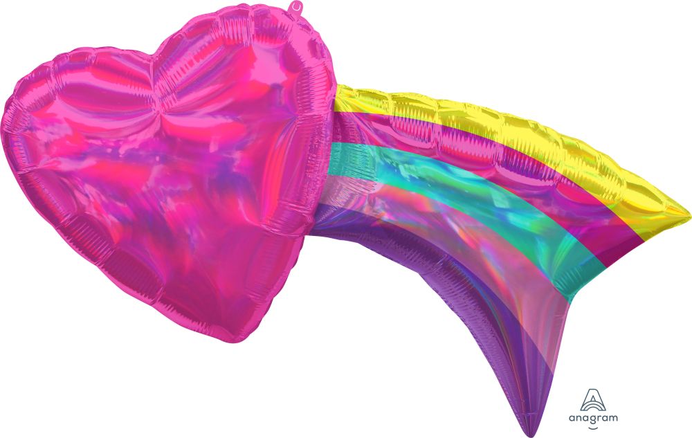 SuperShape Iridescent Rainbow with Heart Balloon