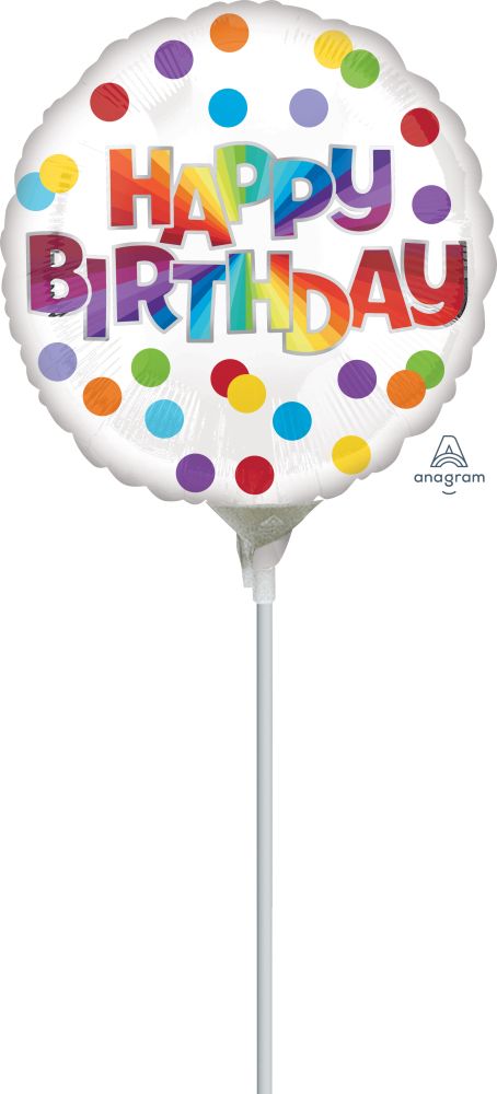 09" Happy Birthday Dots of Color Balloon