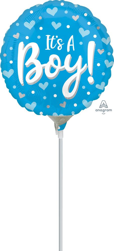 09" Its A Boy Hearts and Dots Balloon