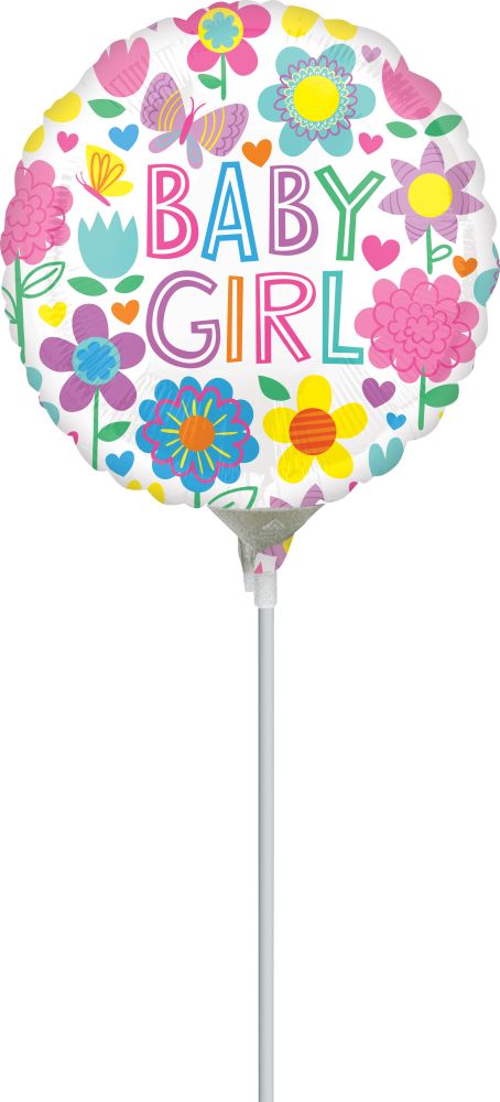 09" Baby Girl Floral Butterfly Balloon