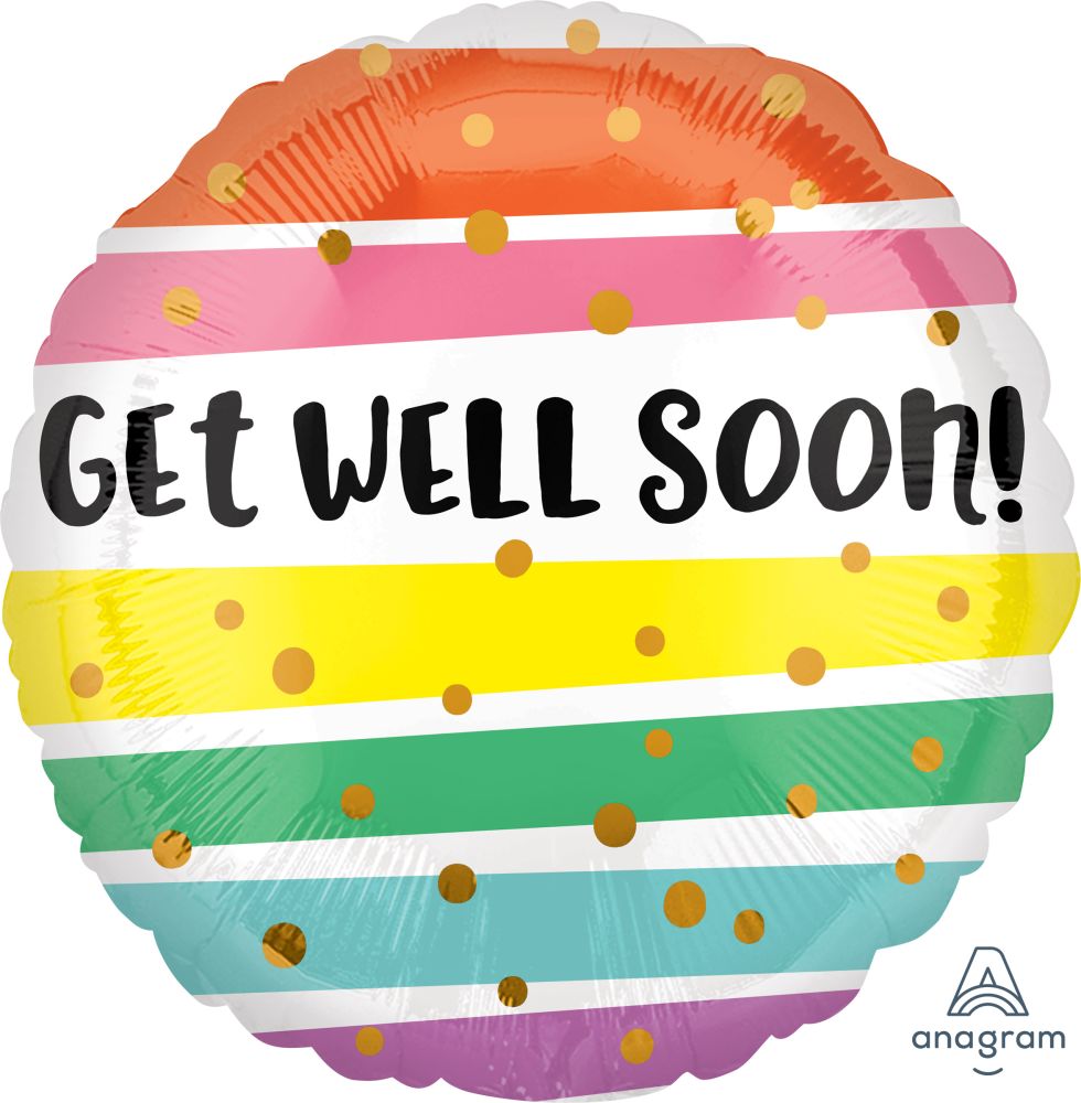 Jumbo Get Well Bold Stripes Balloon