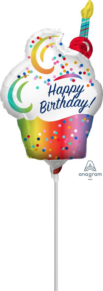 MiniShape Rainbow Ombre Cupcake Balloon