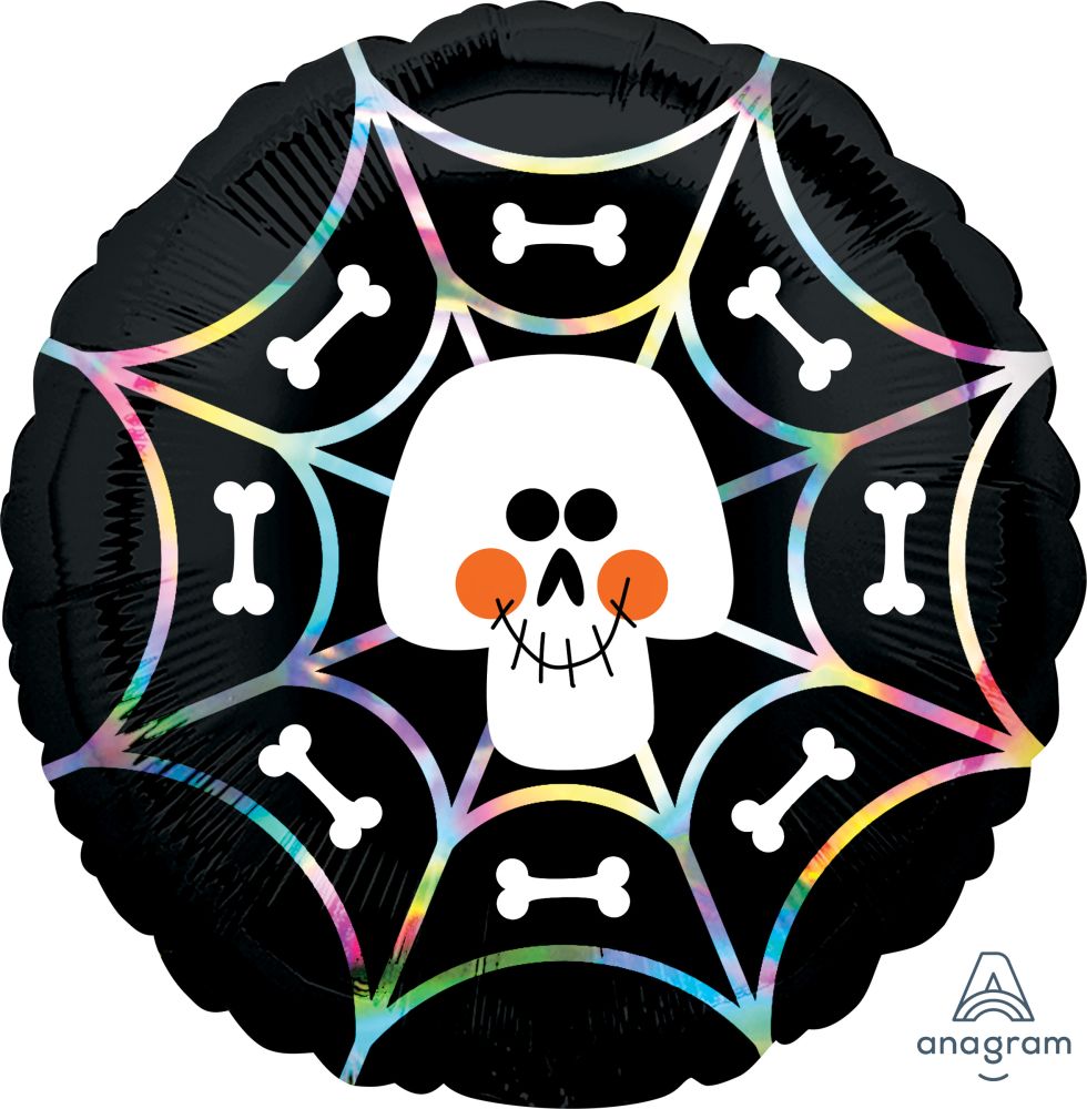 18" Holographic Iridescent Skull Web Balloon