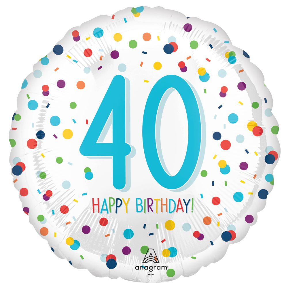 Standard Confetti Birthday 40 Balloon