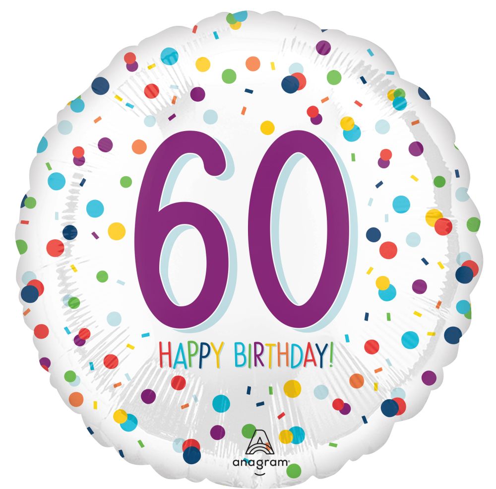 Standard Confetti Birthday 60 Balloon