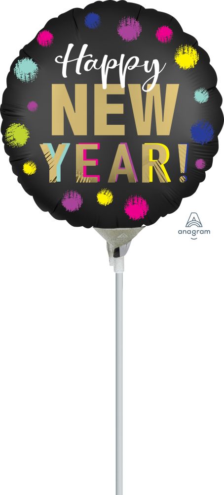 09" Satin Dotted New Year Balloon