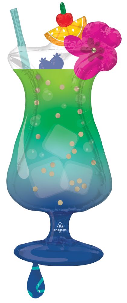 SuperShape Tropical Blue Hawaiian Drink Balloon
