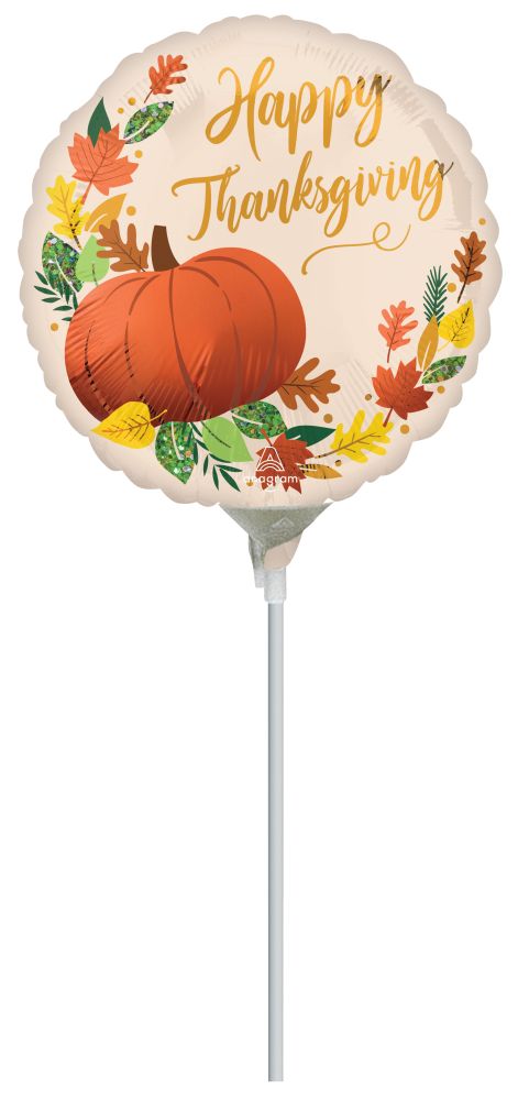 09" Satin Happy Thanksgiving Fall Pumpkin Balloon