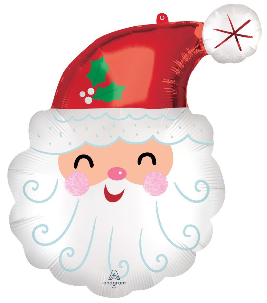 SuperShape Smiley Satin Santa Head Balloon