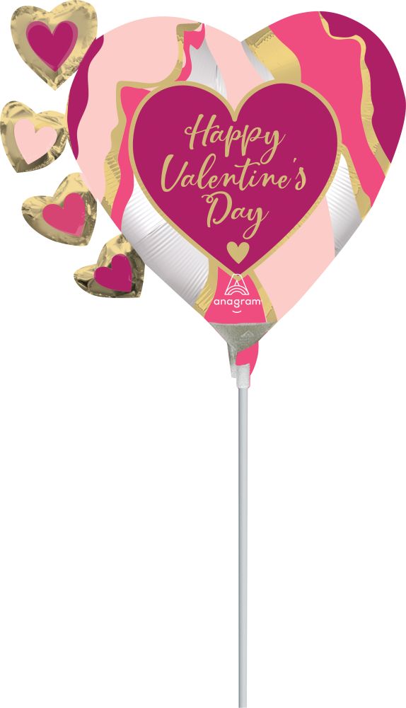 Mini Shape Happy Valentines Day Satin Abstract Marble  Balloon