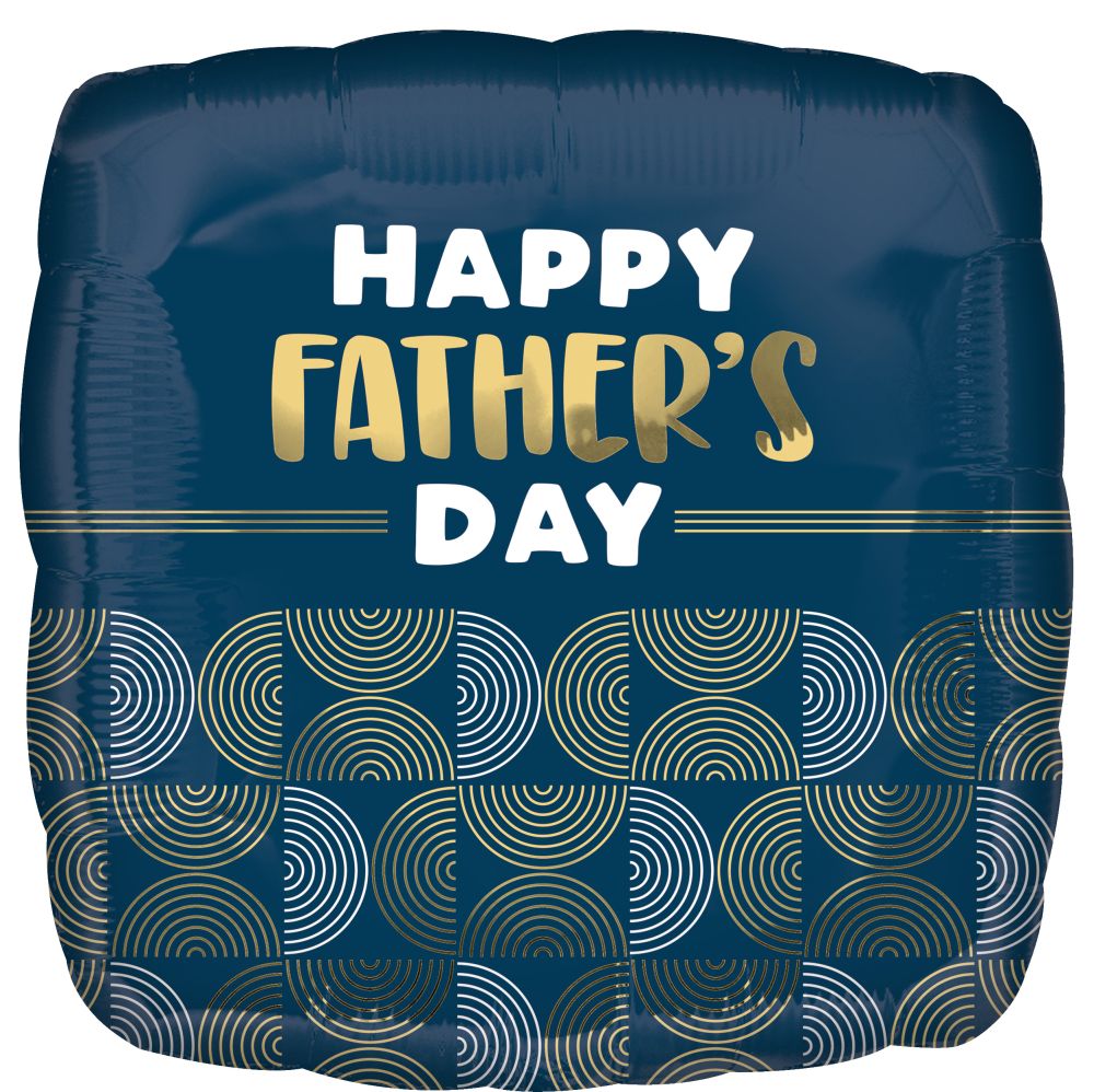 18" Happy Fathers Day Ribbed Lines Balloon