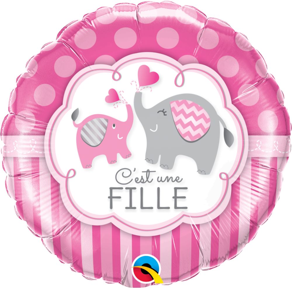 18" Cest une Fille Elephants Balloon