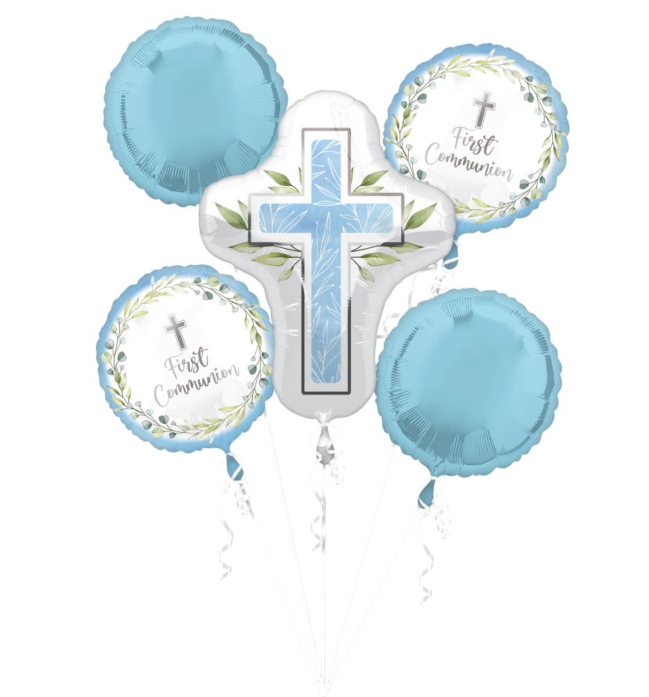 Balloon Bouquet My First Communion Blue