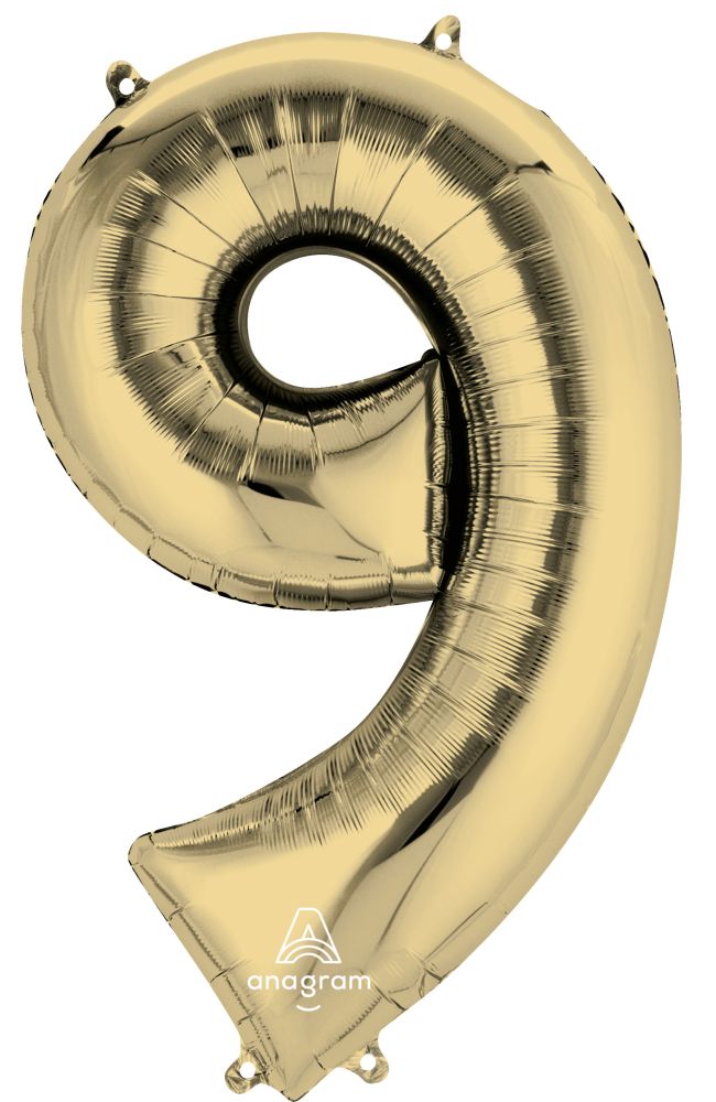 34" White Gold Number 9 Balloon