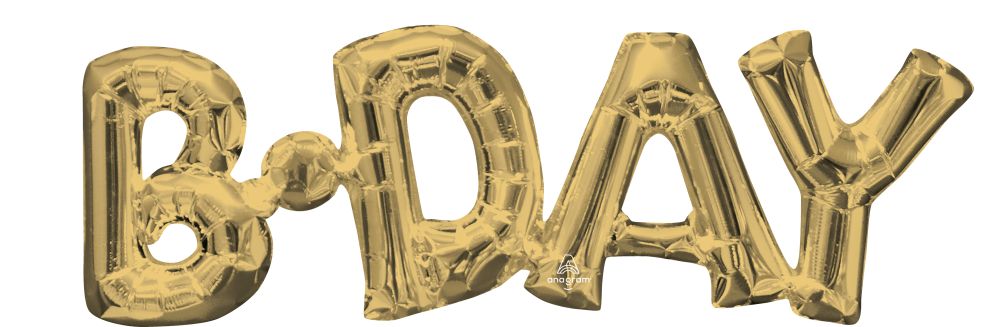 Phrase Bday White Gold Balloon