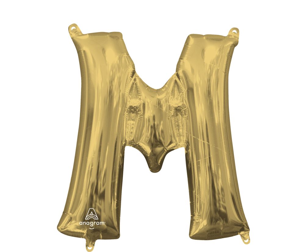16" White Gold Letter M Balloon