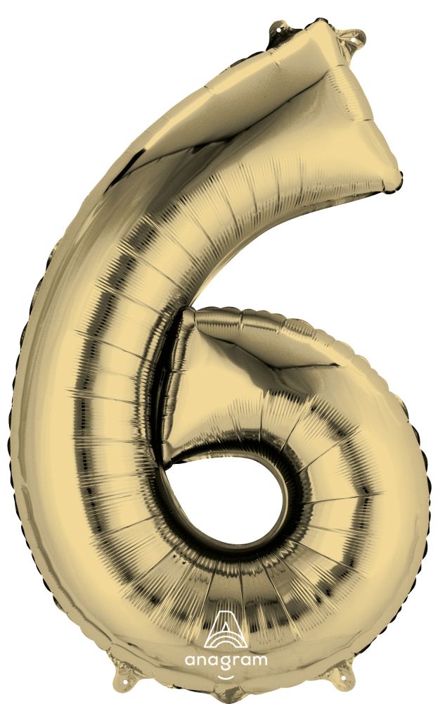 34" White Gold Number 6 Balloon