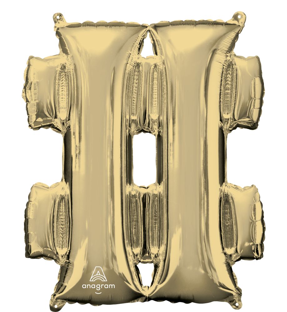 34" White Gold Symbol # Hash Balloon