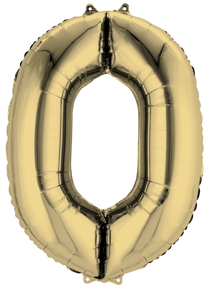 34" White Gold Number 0 Balloon