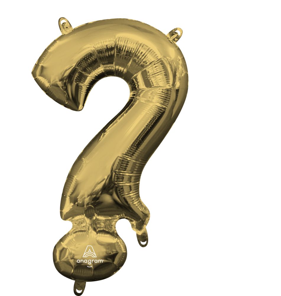 16" White Gold Symbol ? Question Mark Balloon