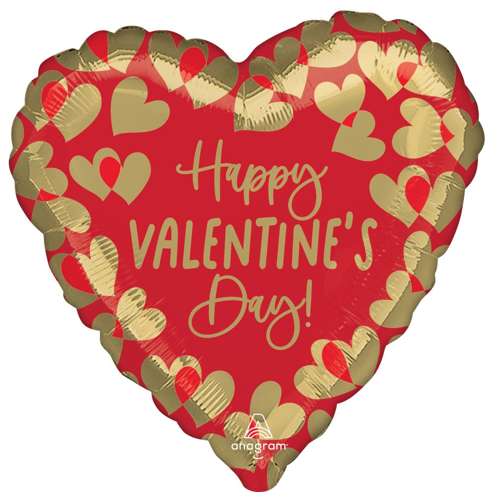 18" Golden Happy Valentines Day Balloon