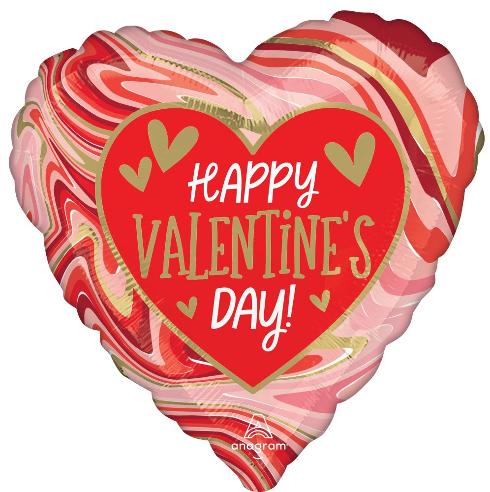 18" Happy Valentines Day Twisty Marble Balloon