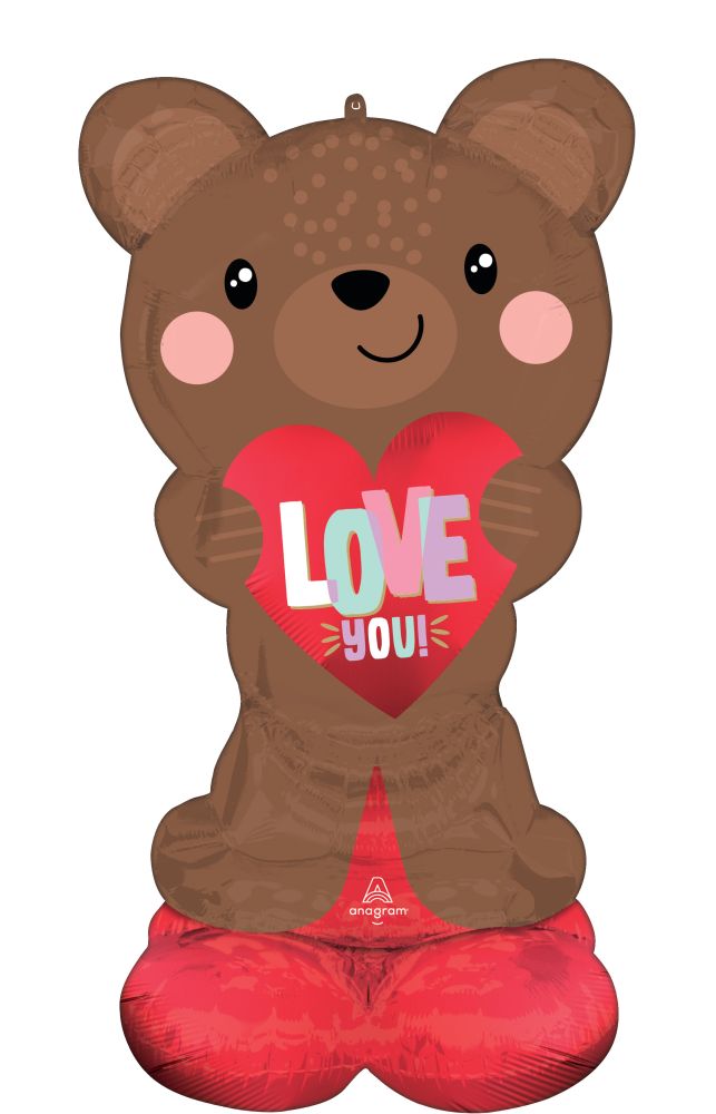 AirLoonz Satin Brown Love Bear Balloon