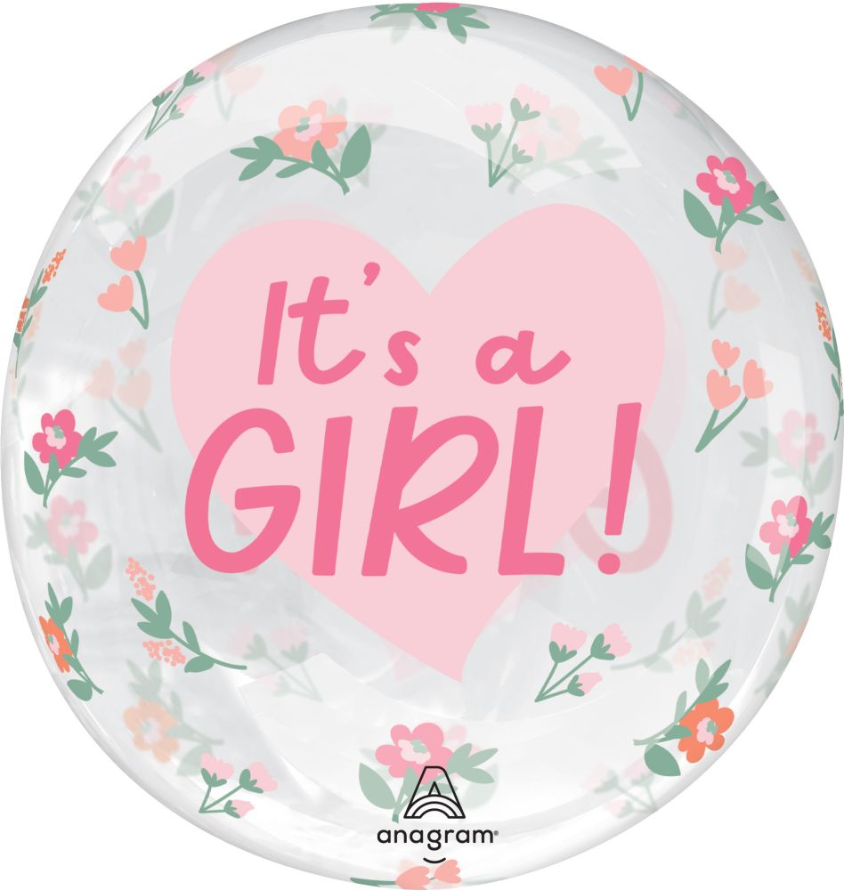 18" Clearz It's A Girl Floral Balloon