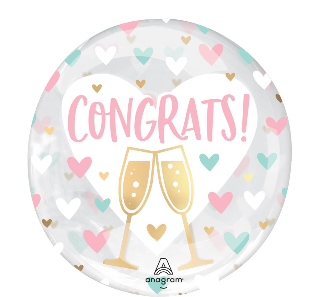 18" Clearz Congrats Hearts Balloon