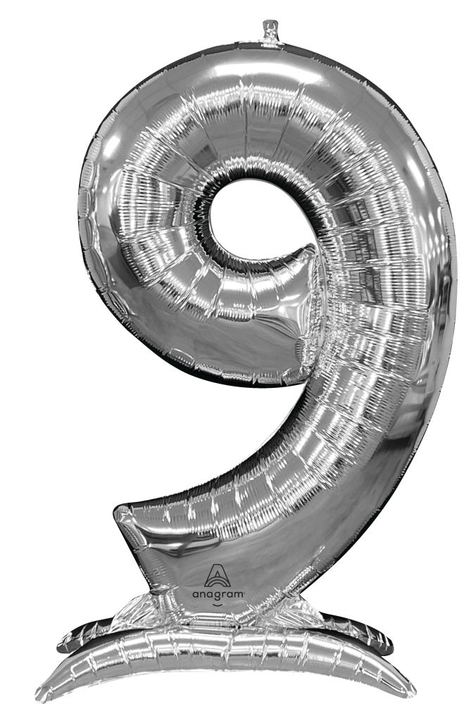 50" Stand-Up Silver Number 9 Balloon