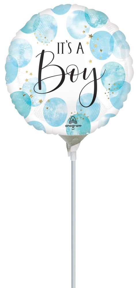 09" Baby Boy Blue Watercolor Balloon