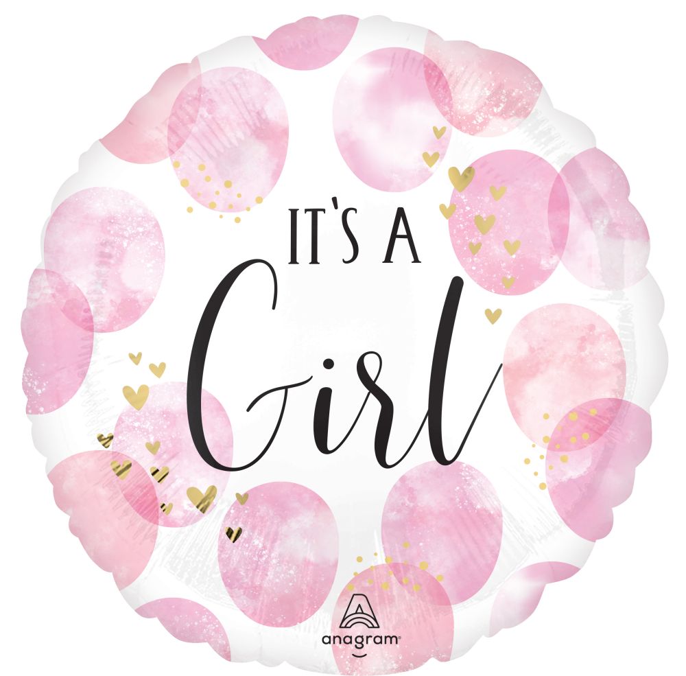 Jumbo Baby Girl Pink Watercolor Balloon